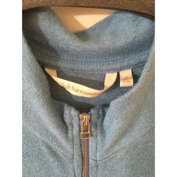 Soft Surroundings Medium Heather Blue Full Zipper Long Sleeve Dress With Pockets - Picture 4 of 5